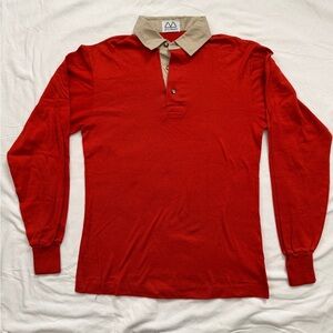 Vintage Jerry Magnin Red Long Sleeve Polo Shirt
